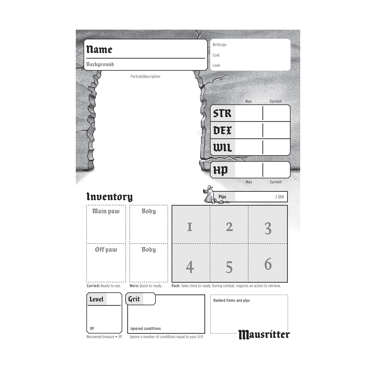 Mausritter: Pad of sheets