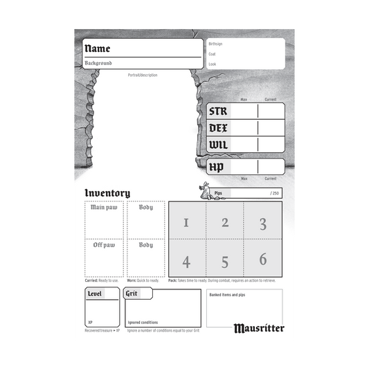 Mausritter: Pad of sheets